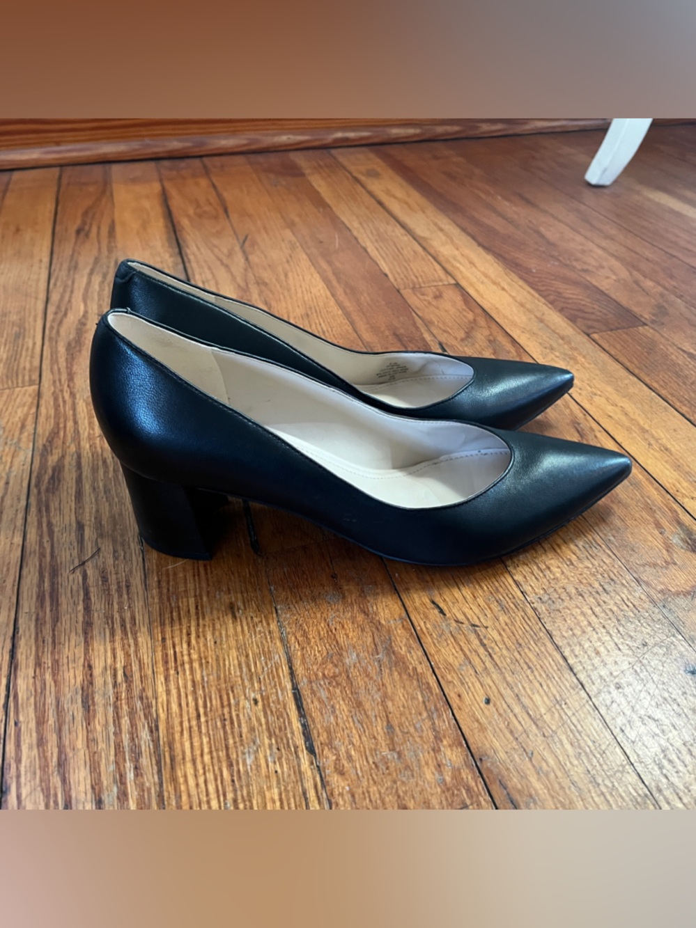 Marc Fisher Black Pointed-Toe Block Heel Pumps